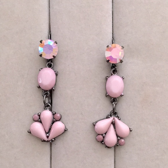 Jewelry - Lavender + Pink Opal Aurora Borealis Crystal Drop Statement Earrings